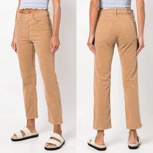 MOTHER The Tomcat Ankle Hopscotch Corduroy Straight Leg Jeans in Cafe Spice